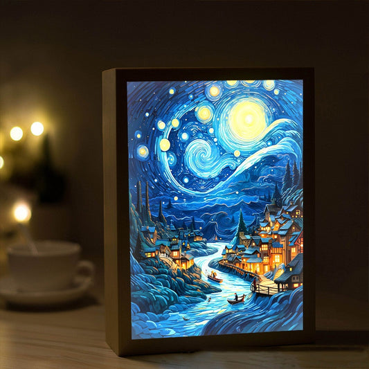 Van Gogh Famous Starry Sky Line Living Room Lighting Painting - Azure Art Shop