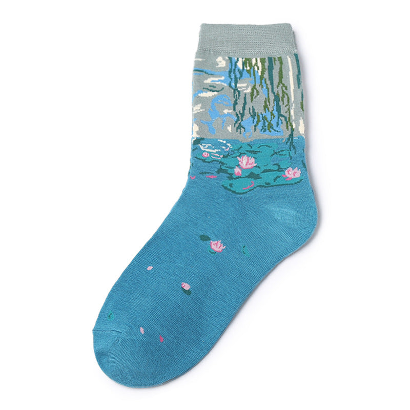 Famous Painting Pure Cotton Mid-Length Socks - Azure Art Shop