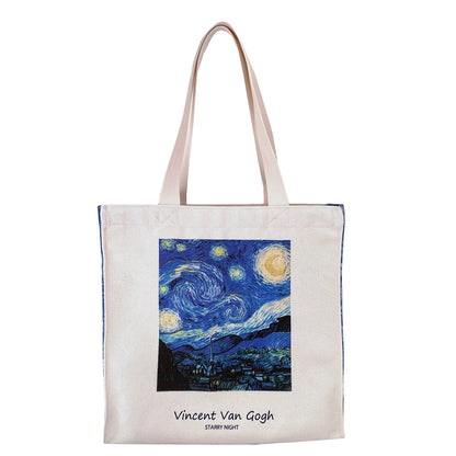 Women's Van Gogh Star Oil Canvas Tote Bag - Azure Art Shop