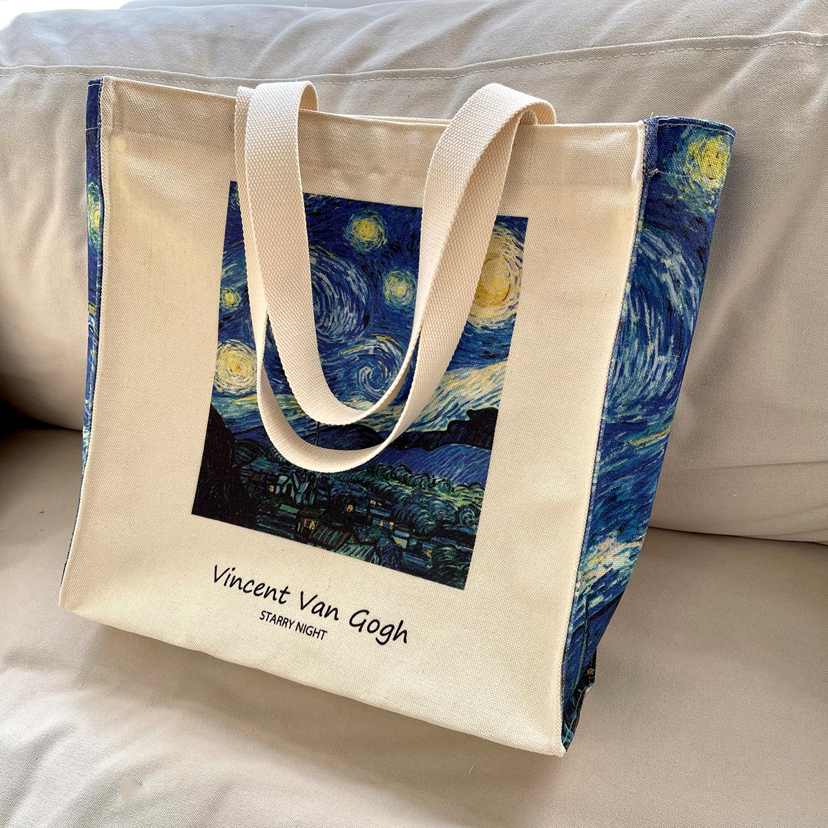 Women's Van Gogh Star Oil Canvas Tote Bag - Azure Art Shop