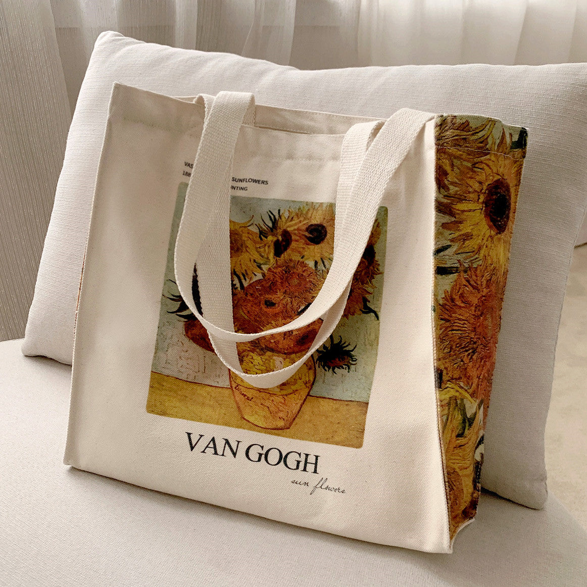 Van Gogh Sunflower Oil Painting Zipper Canvas Bag - Azure Art Shop