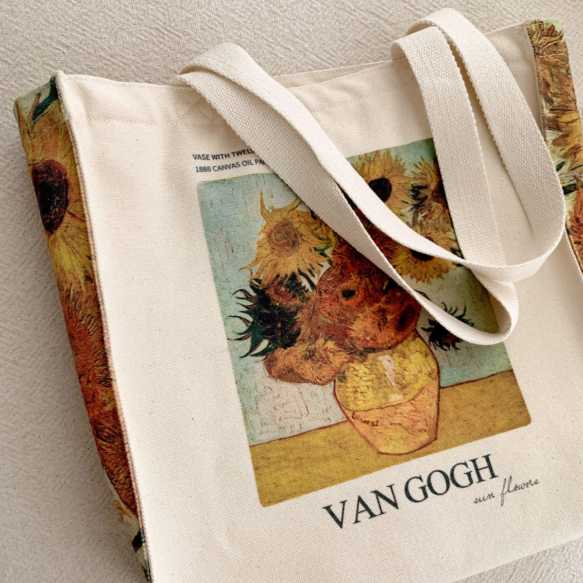 Van Gogh Sunflower Oil Painting Zipper Canvas Bag - Azure Art Shop