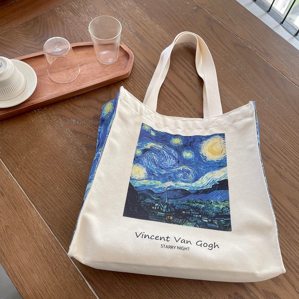 Women's Van Gogh Star Oil Canvas Tote Bag - Azure Art Shop