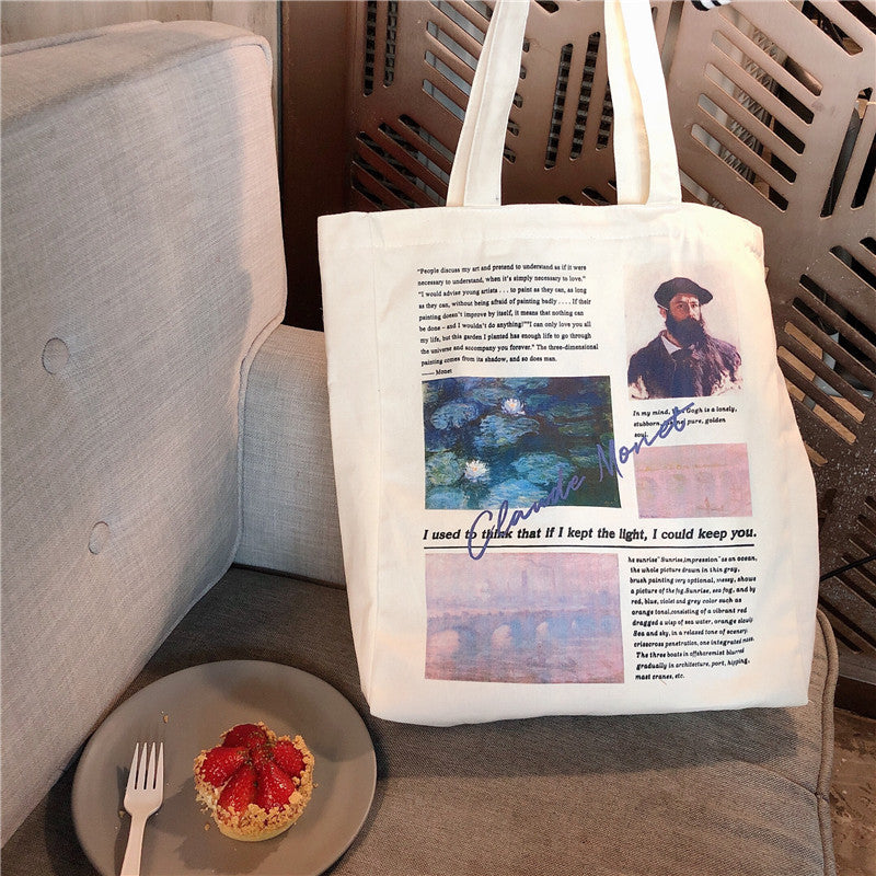 Monet Vintage Printed Tote Bags - Azure Art Shop