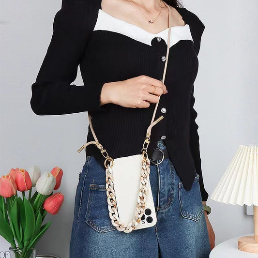 Solid Color Crossbody Rope phone